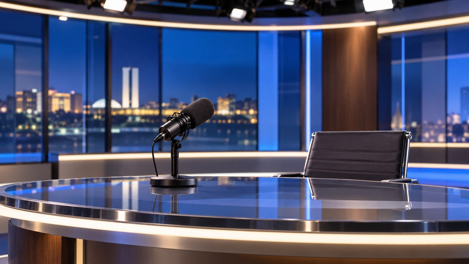 Estudio-de-Noticias-com-Microfone-e-Cidade-Noturna