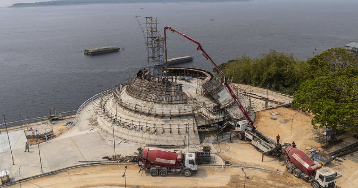 Parque Encontro das Águas tem obras em área de 17 mil m² e estrutura da Oca em concretagem